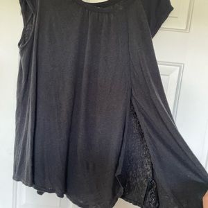 Free people long flowy shirt, black, small